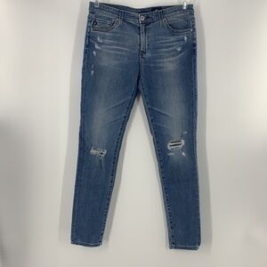AG THE LEGGING ANGLE SKINNY CROPPED OUR SIGNATURE DESTROY JEANS SIZE 28R